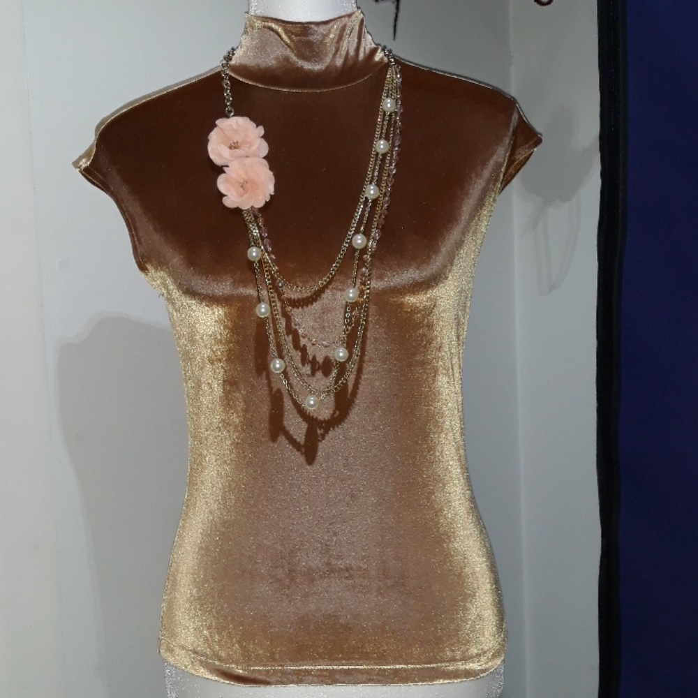 The Limited gold collared tank top womens size M